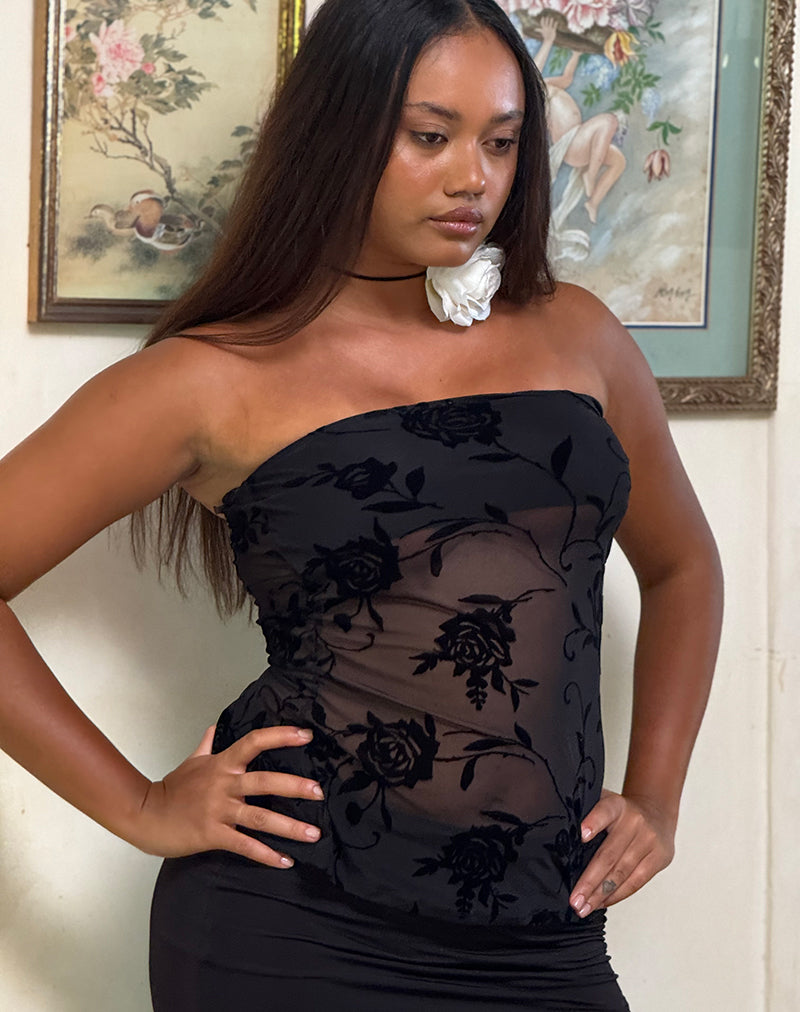 Image of Bilancia Bandeau Top in Rose Flock Schwarz