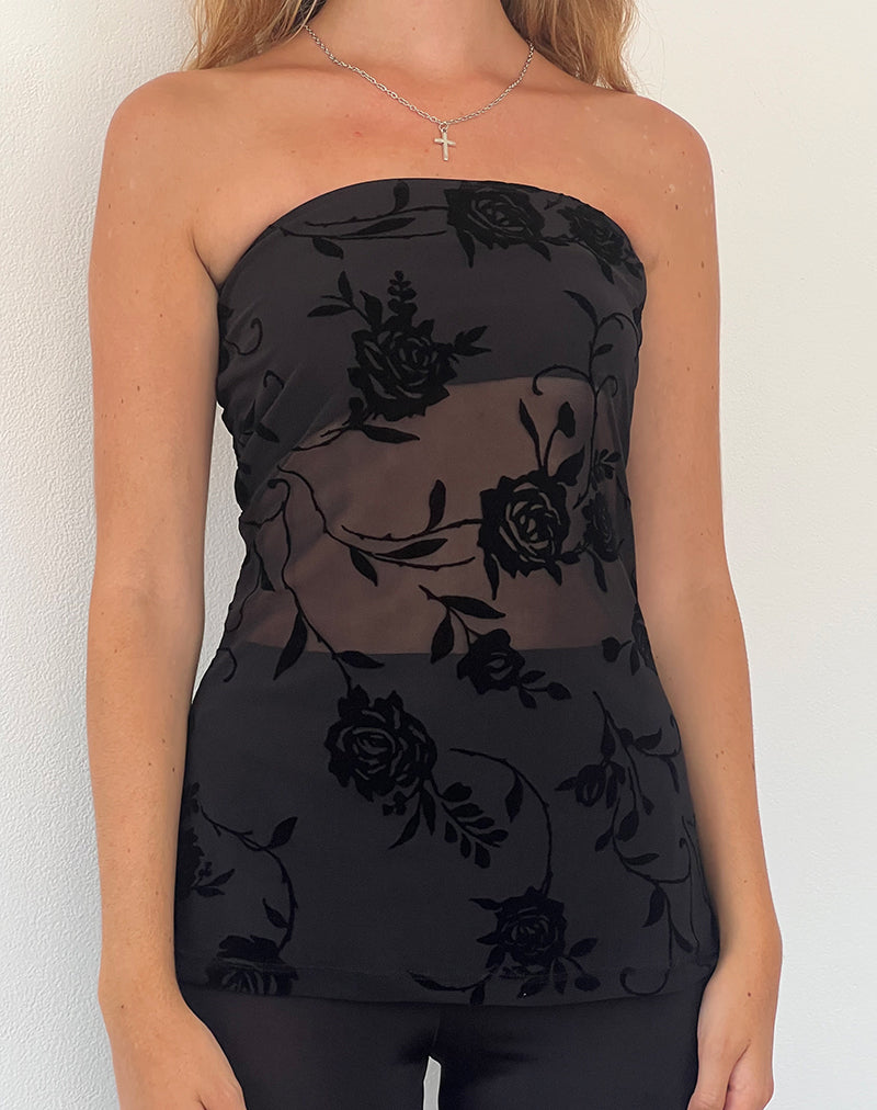 Bilancia Bandeau-Top in Rose Flock Schwarz