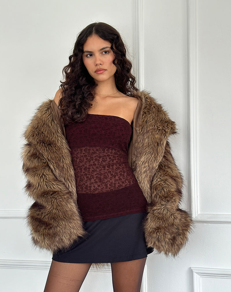 Bilancia Bandeau-Top in Ditsy Flock Gebranntes Kastanienbraun