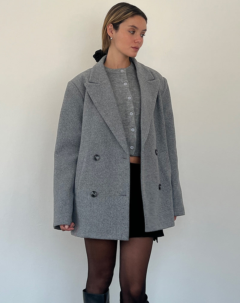Image of Binaiya Blazer aus Wolle in Übergröße in Grau