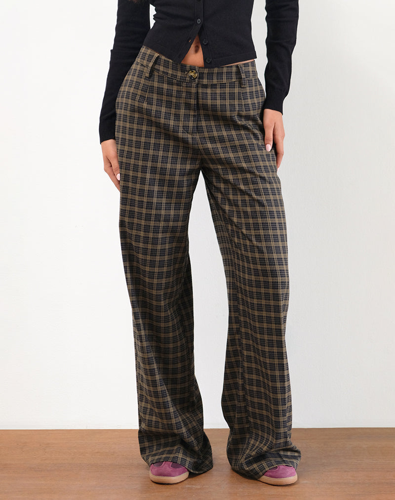 Binar-Hose in dunkelbraunem Karo