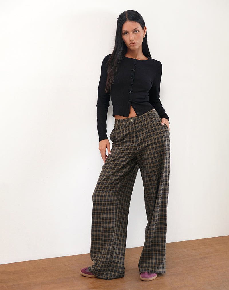 Binar-Hose in dunkelbraunem Karo