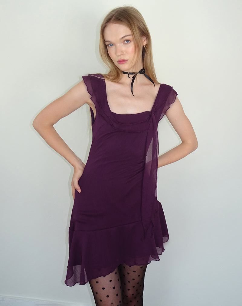 Image of Binita Minikleid aus Chiffon Aubergine