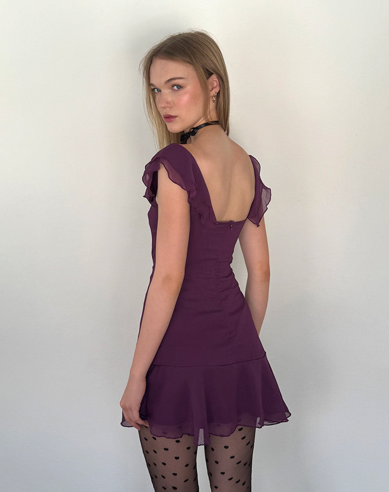 Image of Binita Minikleid aus Chiffon Aubergine