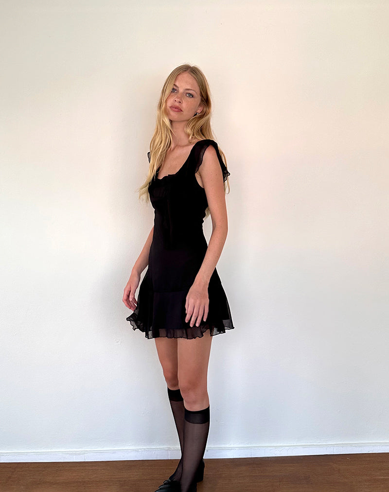 Image of Binita Minikleid aus Chiffon Schwarz