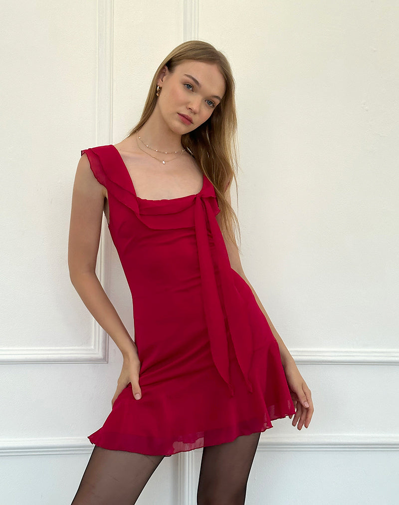 Binita Minikleid aus Chiffon in Burgund