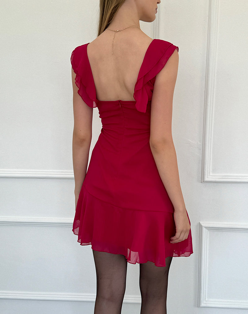 Image of Binita Minikleid aus Chiffon Burgundy