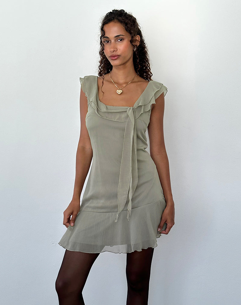 Binita Minikleid aus Chiffon oliv