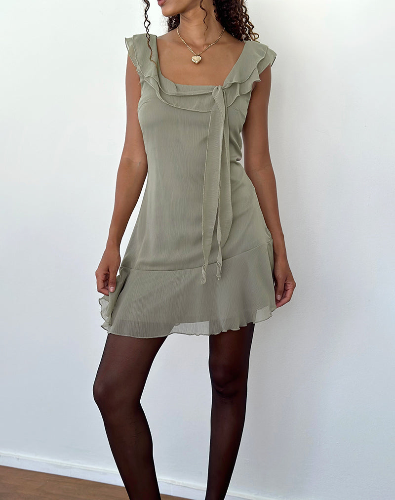 Binita Minikleid aus Chiffon oliv