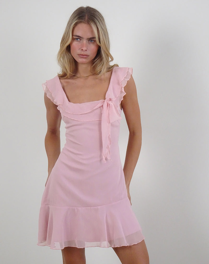 Image of Binita Minikleid aus Chiffon Pfingstrose