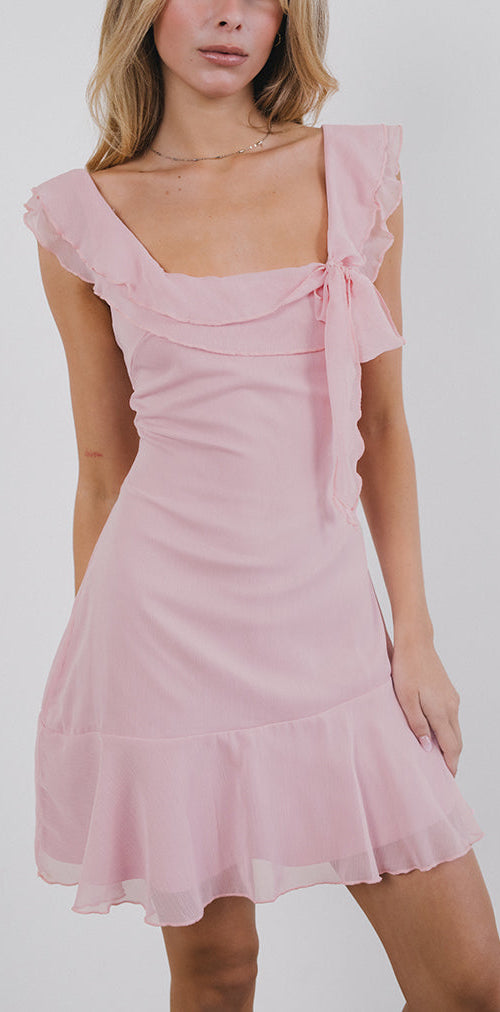 Image of Binita Minikleid aus Chiffon Pfingstrose