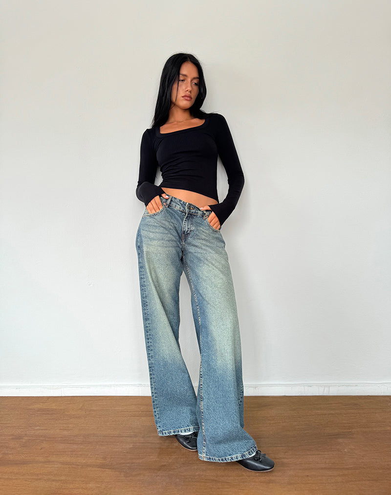 Image of Binlo Extra langärmeliges Top in Schwarz