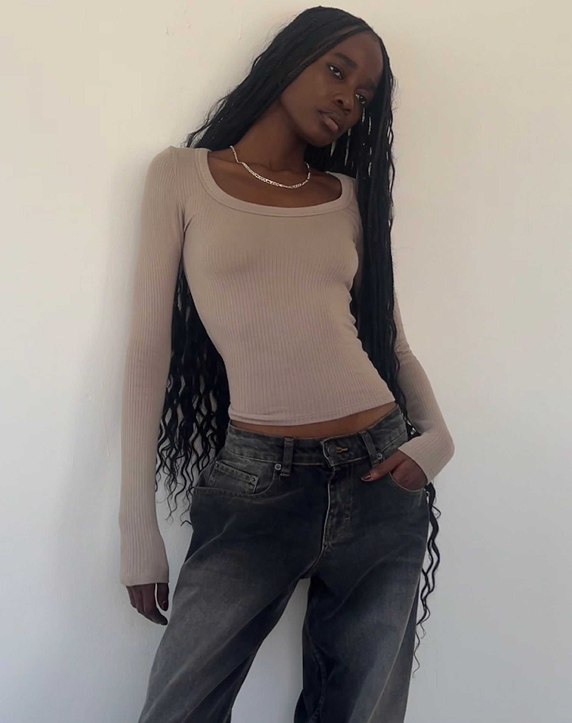 Image of Binlo Extra langärmeliges Top in London Fog