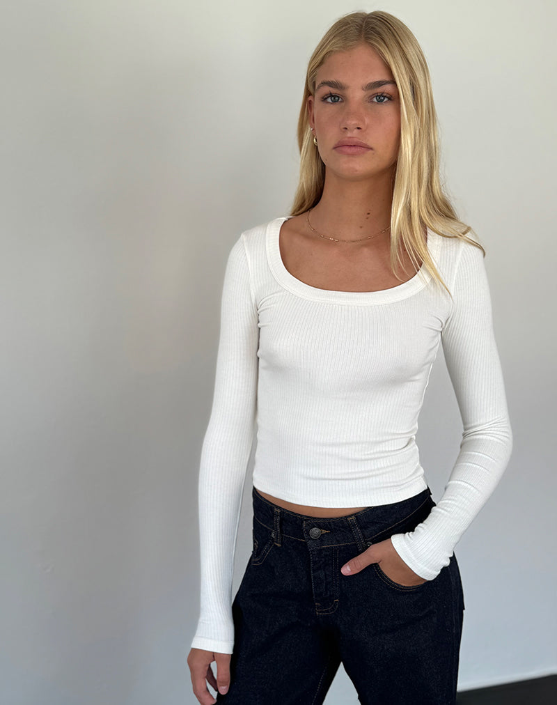 Image of Binlo Extra langärmeliges Top in Weiß