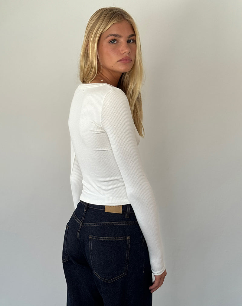 Image of Binlo Extra langärmeliges Top in Weiß