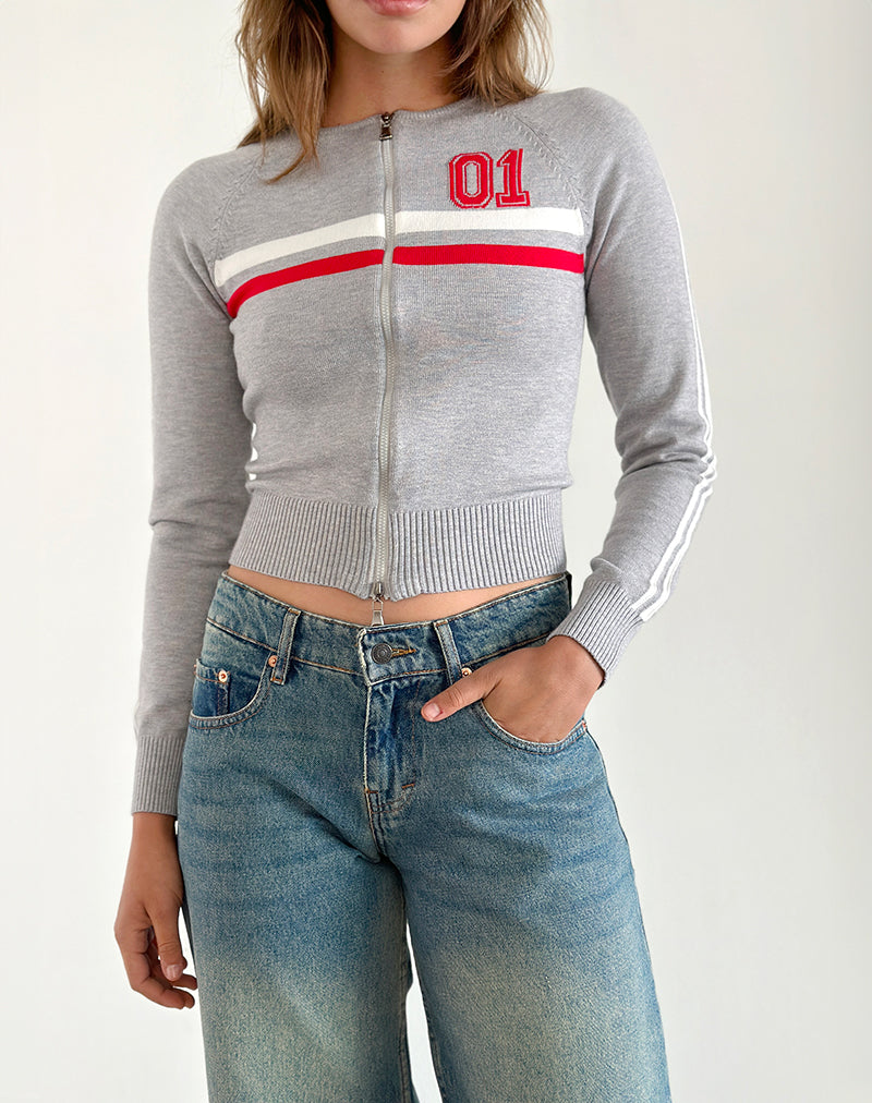 Image of Binta Zip Through Jacke in Grau meliert