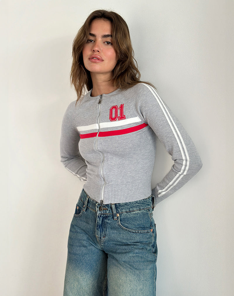 Binta Zip Through Jacke in Grau meliert