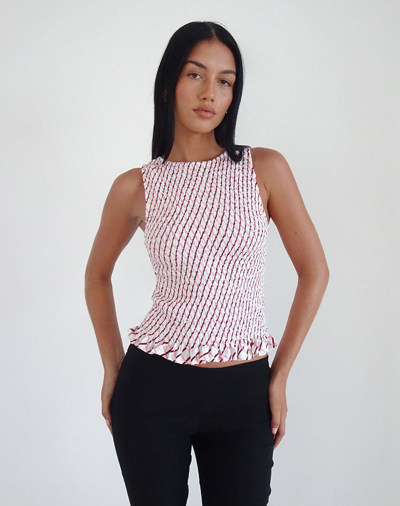 Image of Birita Gerafftes Tank-Top aus geometrischen Kacheln