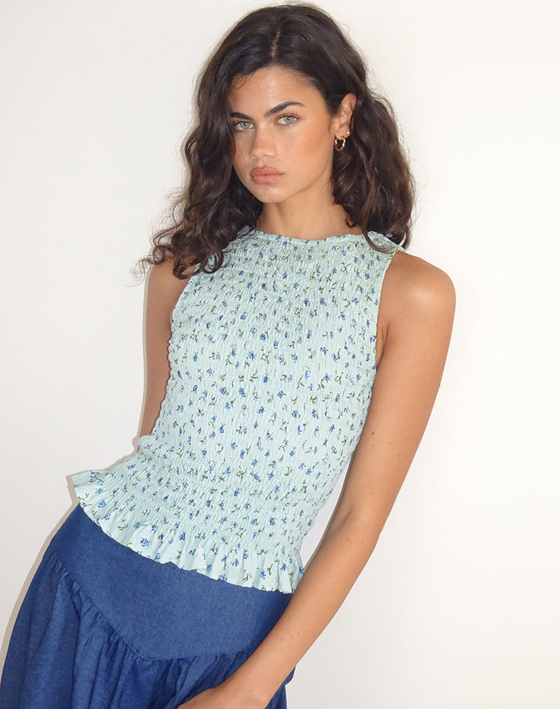 Abbildung des Birita Shirred Tops in Pretty Petal Green