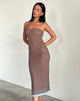 Image of Bisilk Midikleid aus Mesh Braun mit Hellblau