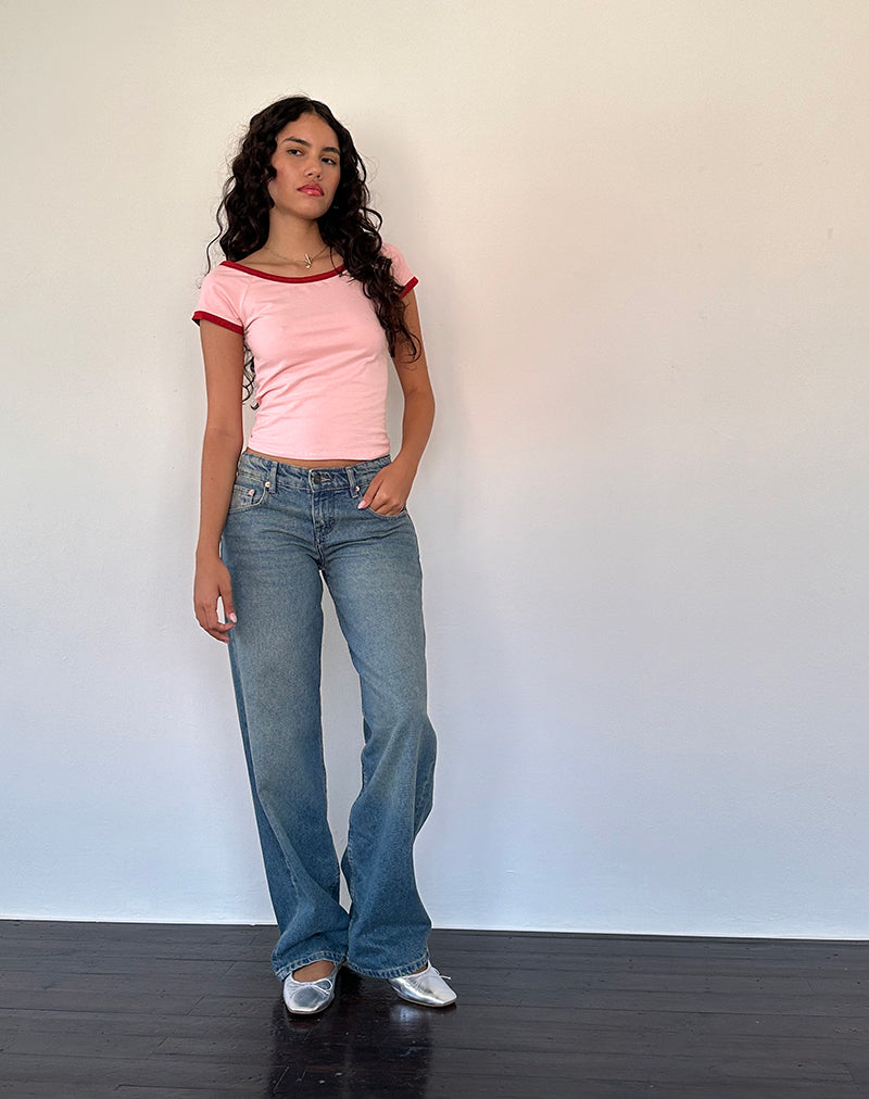 Bitha Top in Ballettrosa mit rotem Adrenalin-Band
