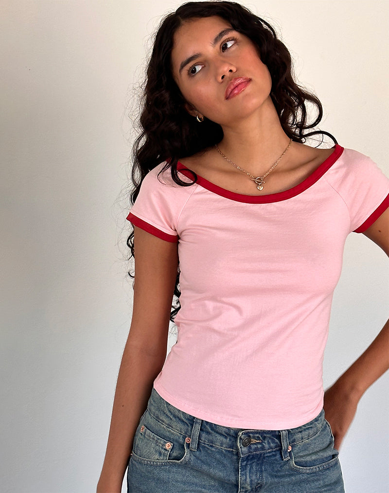 Image of Bitha Top in Ballet Pink mit rotem Adrenalin-Band