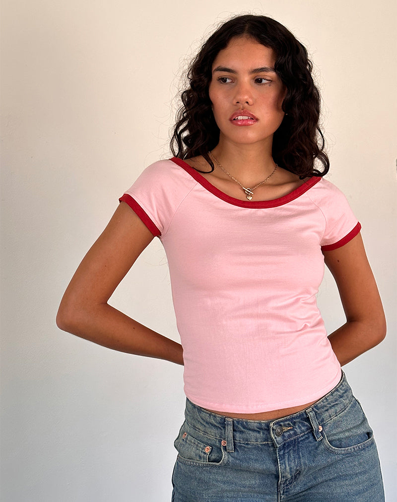 Image of Bitha Top in Ballet Pink mit rotem Adrenalin-Band