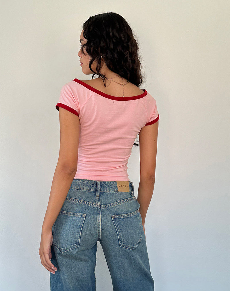 Image of Bitha Top in Ballet Pink mit rotem Adrenalin-Band