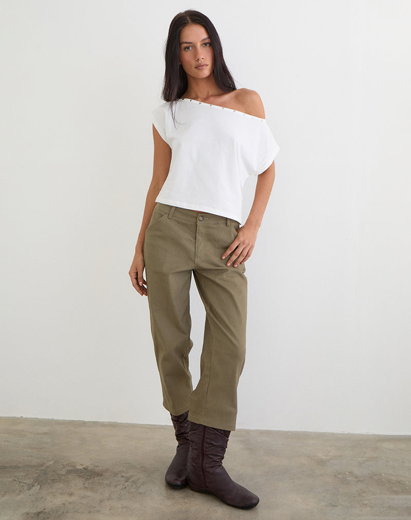 Bild von Bizzy Top mit Nietenverzierung am Ausschnitt in Off-White