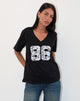 Image of Blaine Oversized Tee in Schwarz mit 86 weißer Spitzenstickerei