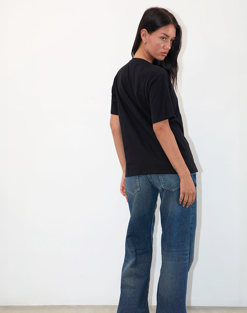 Image of Blaine Oversized Tee in Schwarz mit 86 weißer Spitzenstickerei