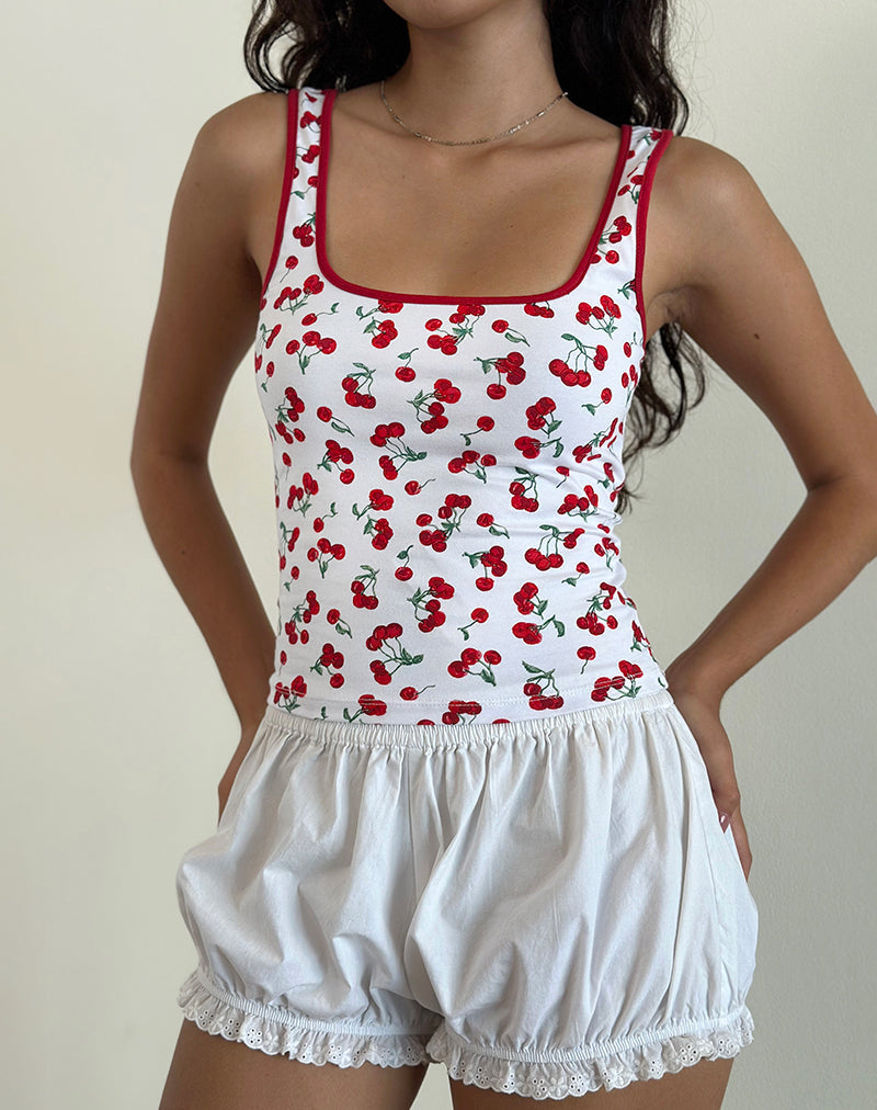Blaira Top in Cherry Print Weiß