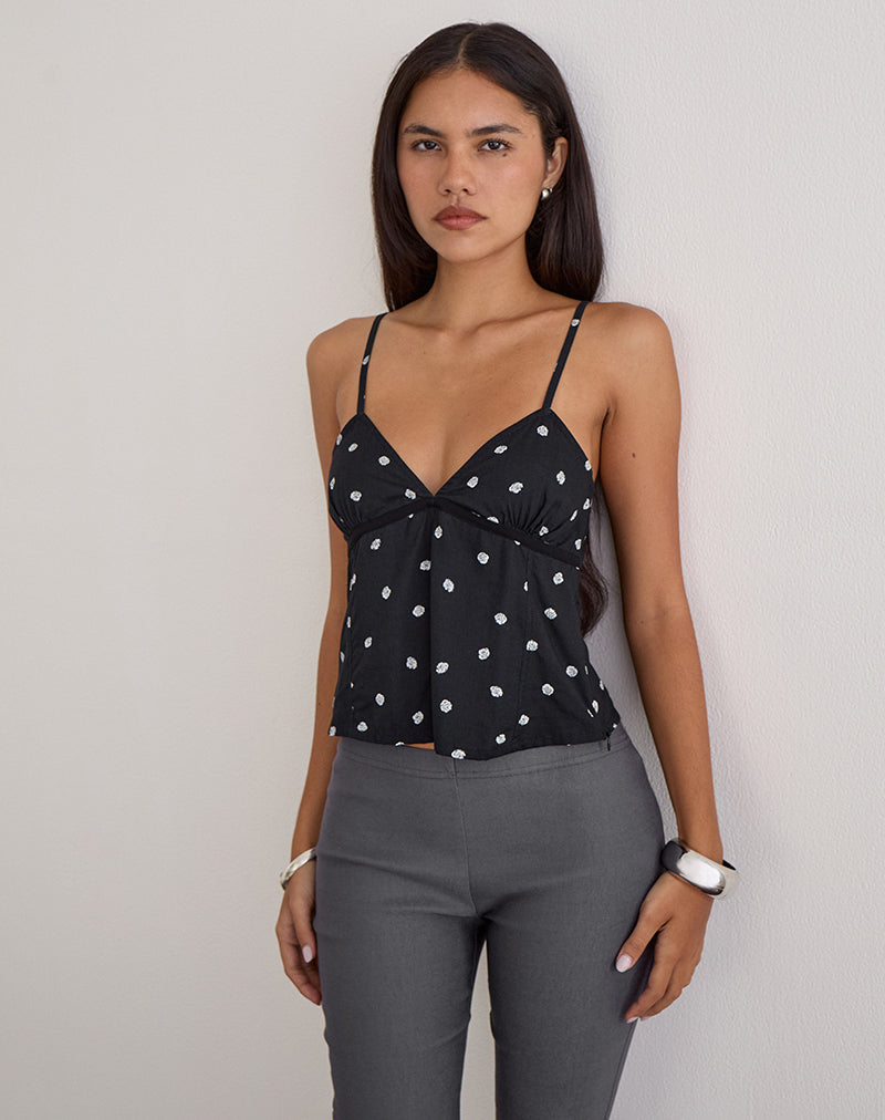 Bild des Bluesa Cami-Oberteils in Ditsy Rose Black