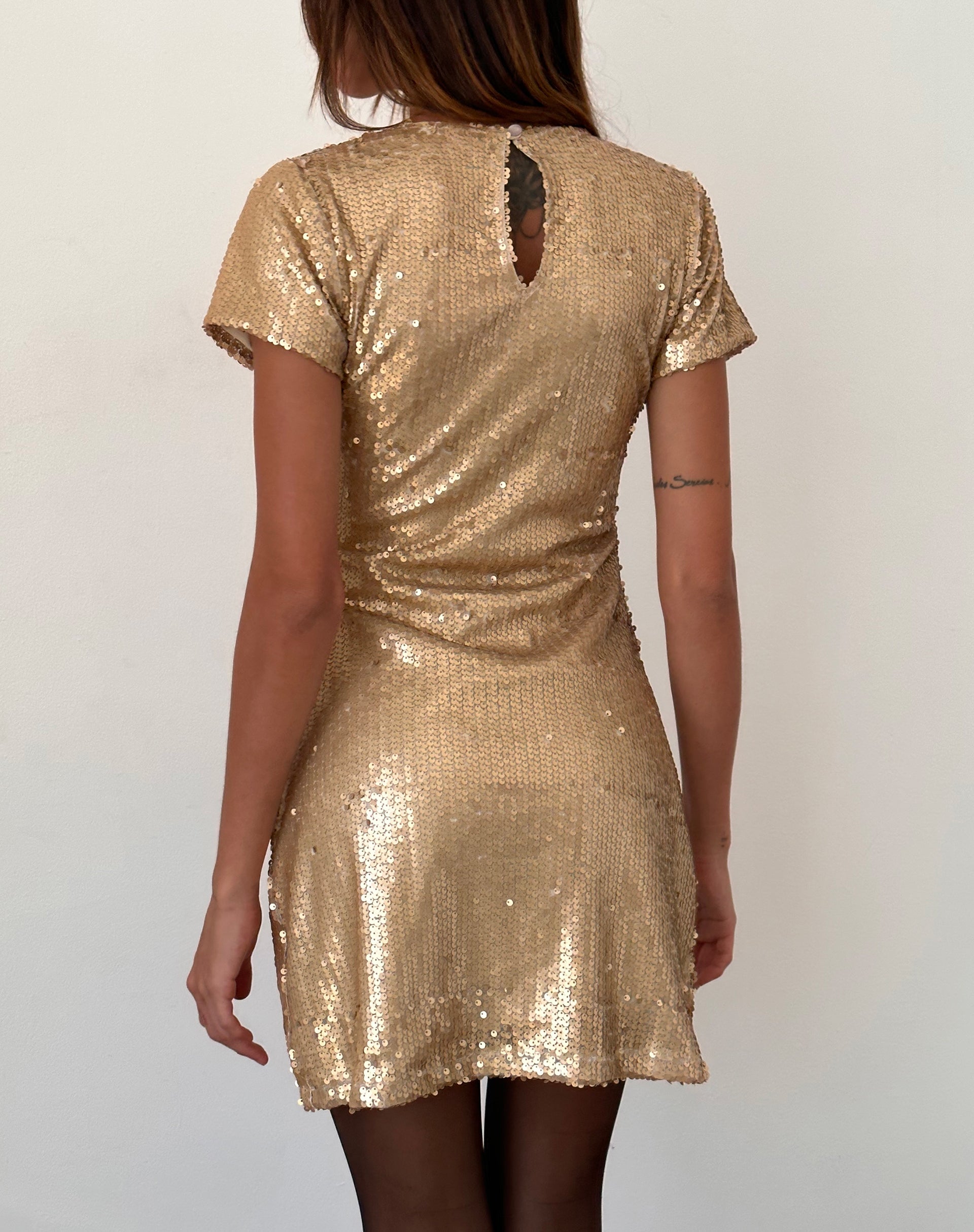Image of Blythe Minikleid aus goldenem Paillettenstoff