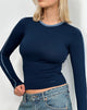 Image of Bonija Langärmeliges Top in Navy Faded Denim