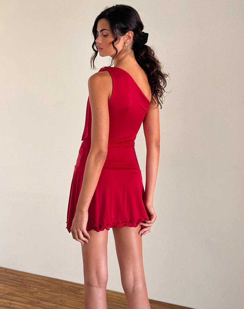 Bild von Boone One Shoulder Mini Dress in Slinky Red