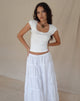Image of Bovillo Tee mit Spitzenbesatz aus geripptem Off White