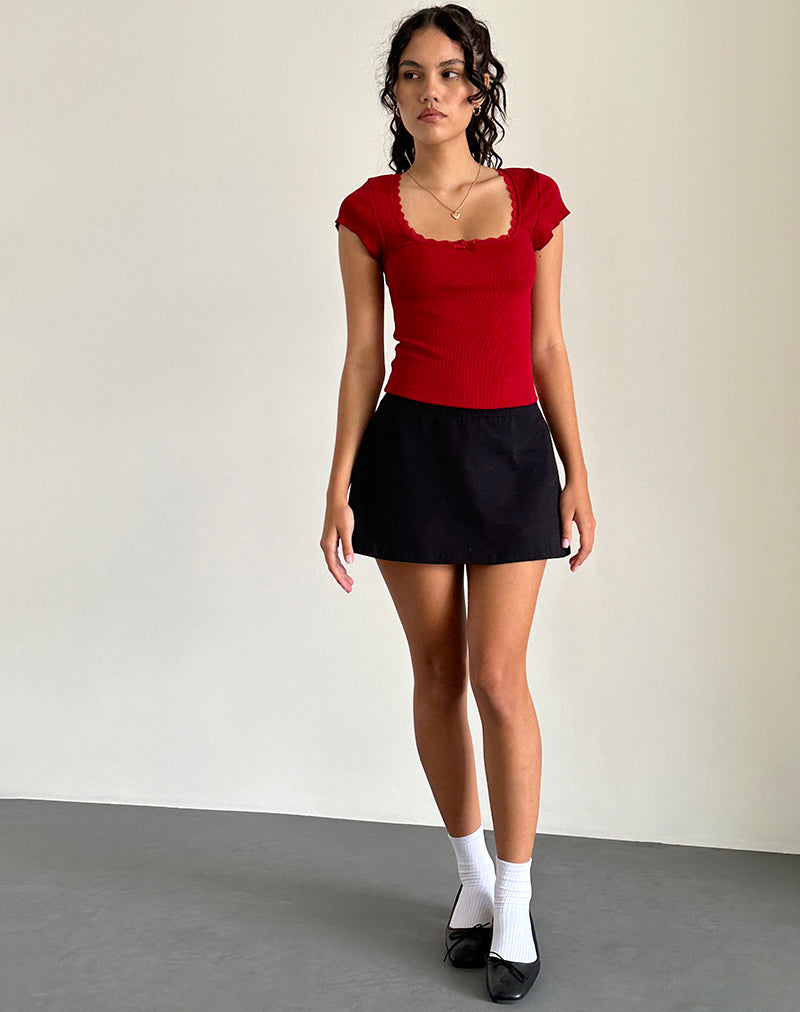 Image of Bovillo Cap Sleeve Top in Adrenaline Rot