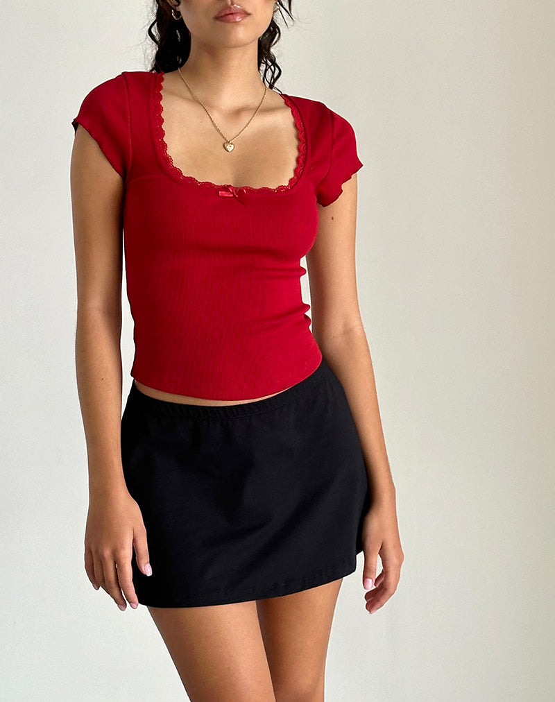 Image of Bovillo Cap Sleeve Top in Adrenaline Rot
