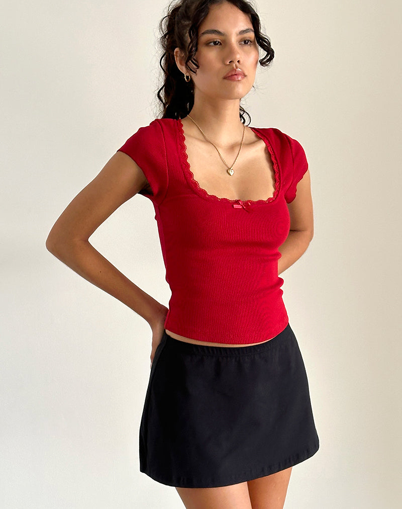 Image of Bovillo Cap Sleeve Top in Adrenaline Rot