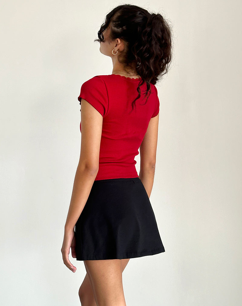 Image of Bovillo Cap Sleeve Top in Adrenaline Rot