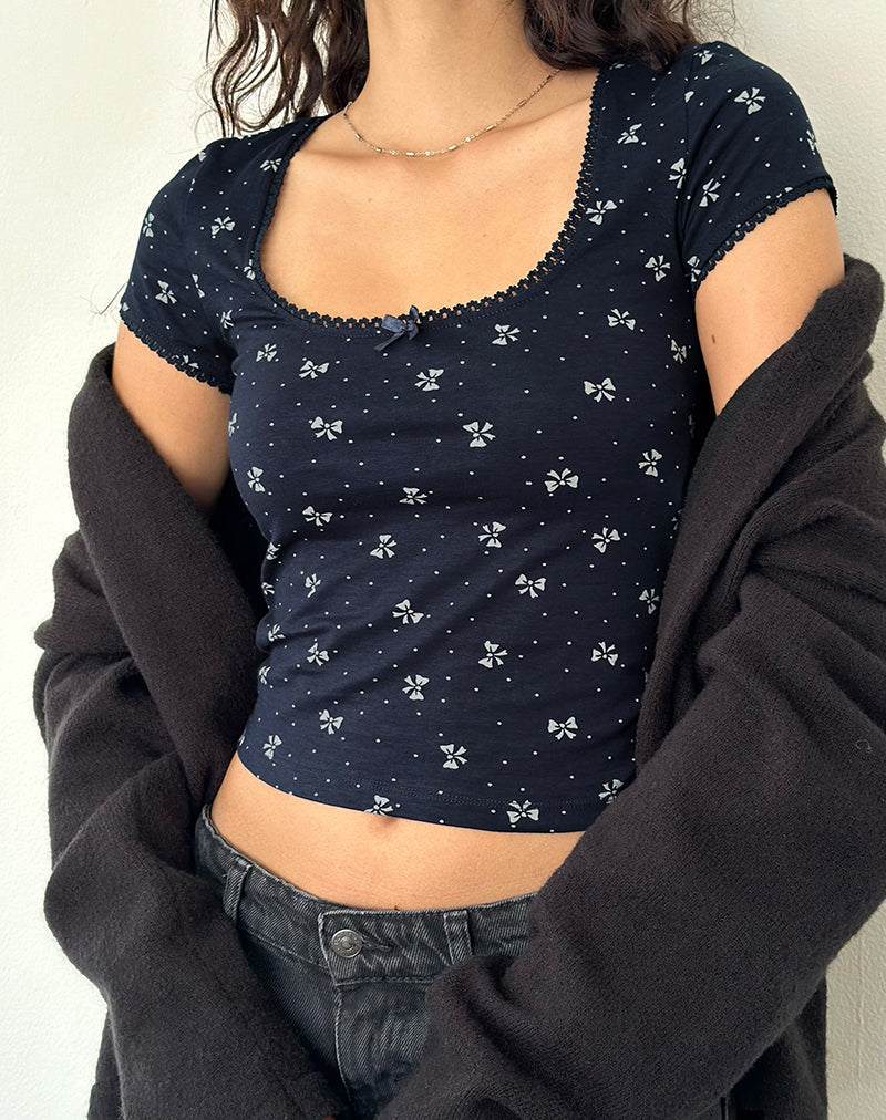 Bild von Bovino Top in Mini Bow Navy