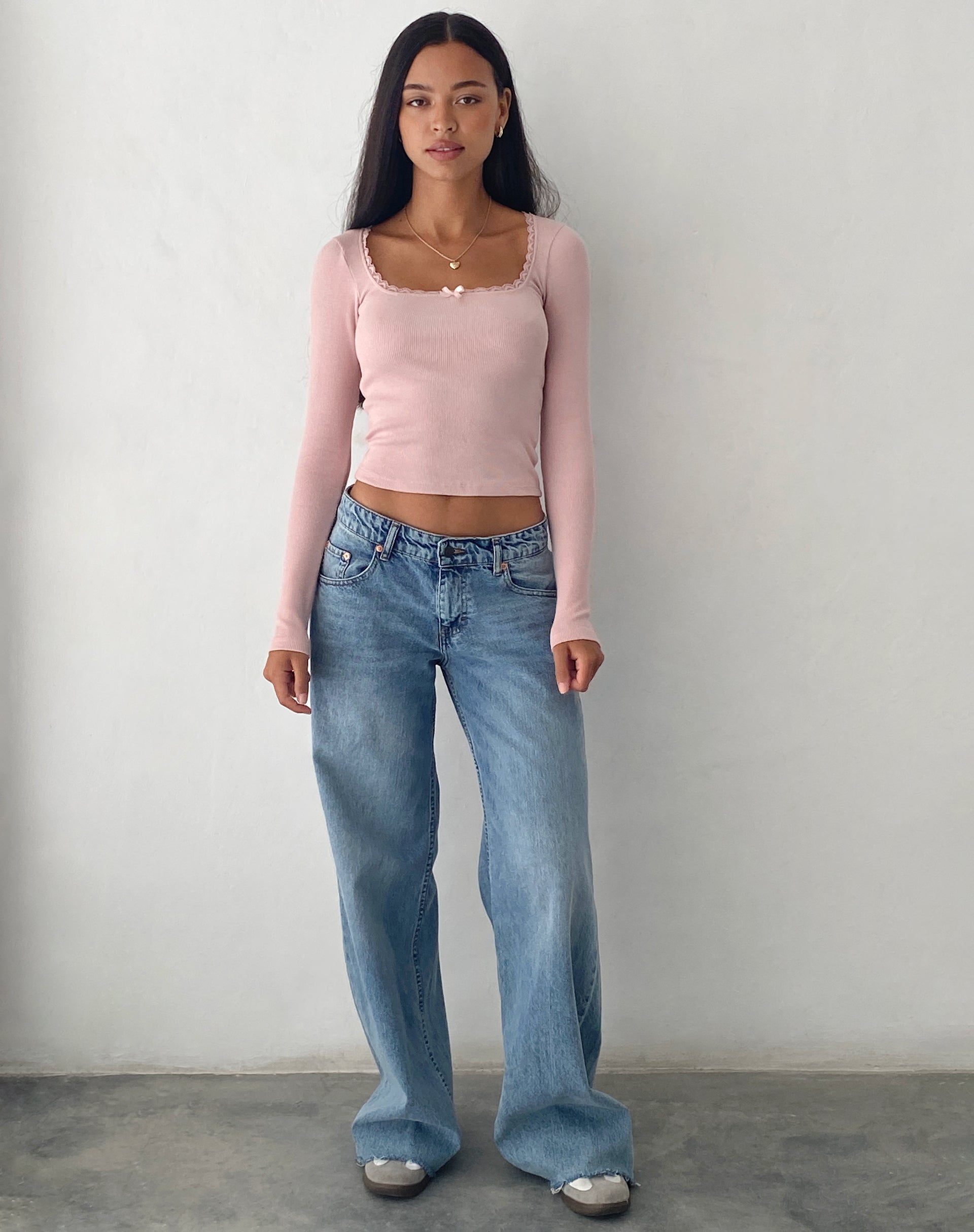 Image of Bovita Langarm-Top in Rippe Rosa