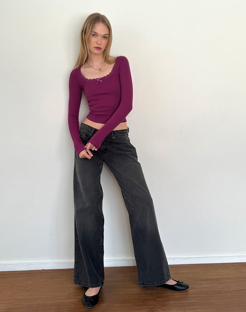 Image of Bovita Langärmeliges geripptes Top in Berry