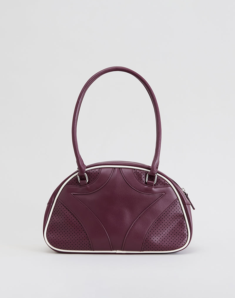 Image of Bowler Tasche in Creme und Burgund