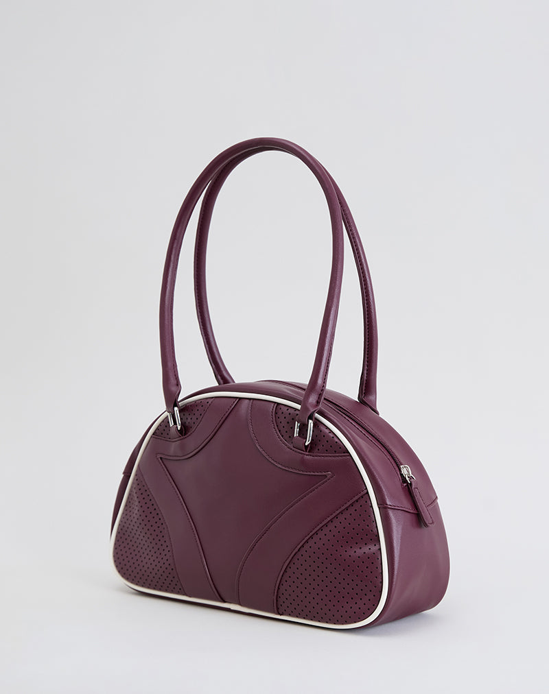 Bowler-Tasche in Creme und Burgunderrot