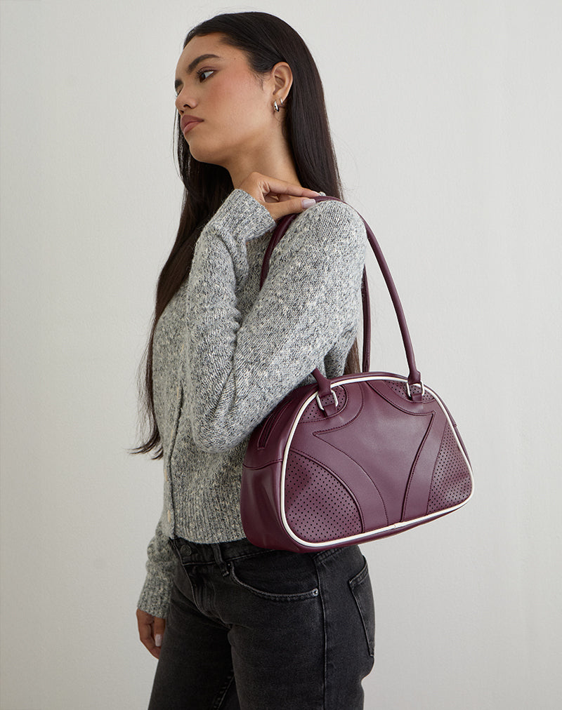 Image of Bowler Tasche in Creme und Burgund
