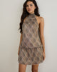 Image of Briani Neckholder-Kleid aus kariertem Plissee Braun