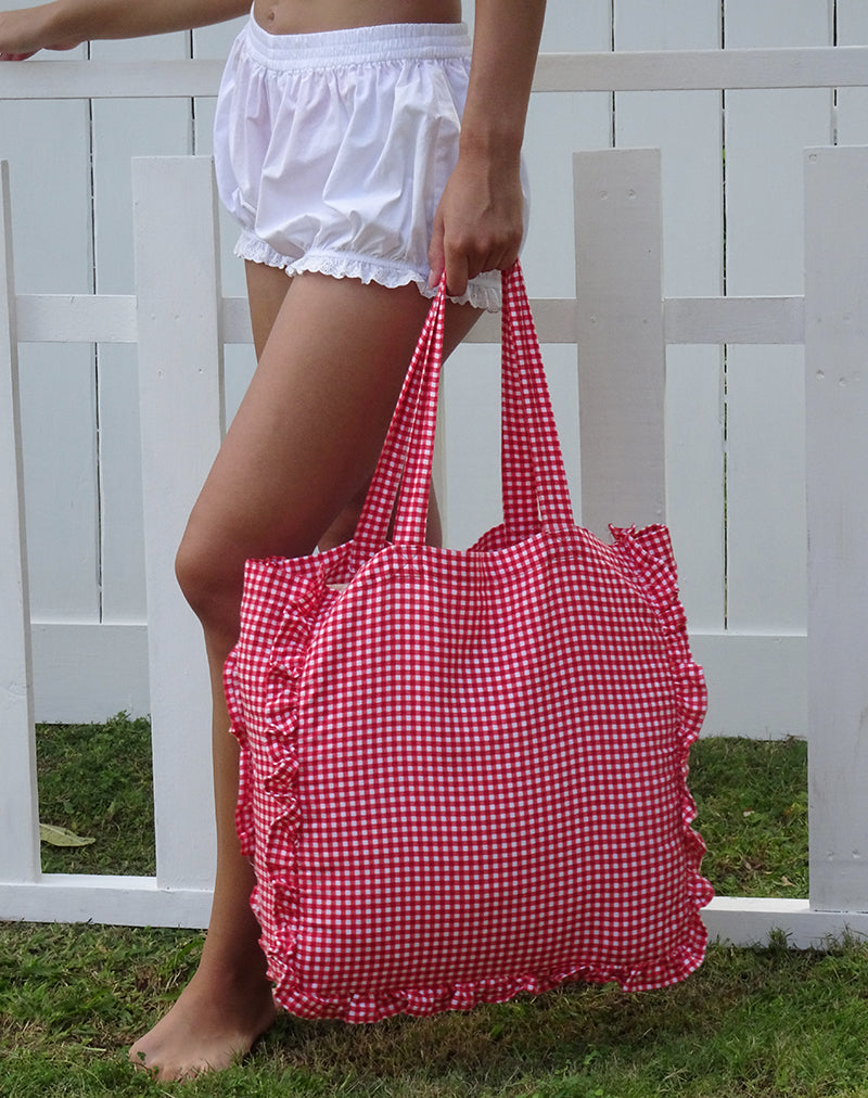 Brie Frill Tote Bag in Rot Gingham