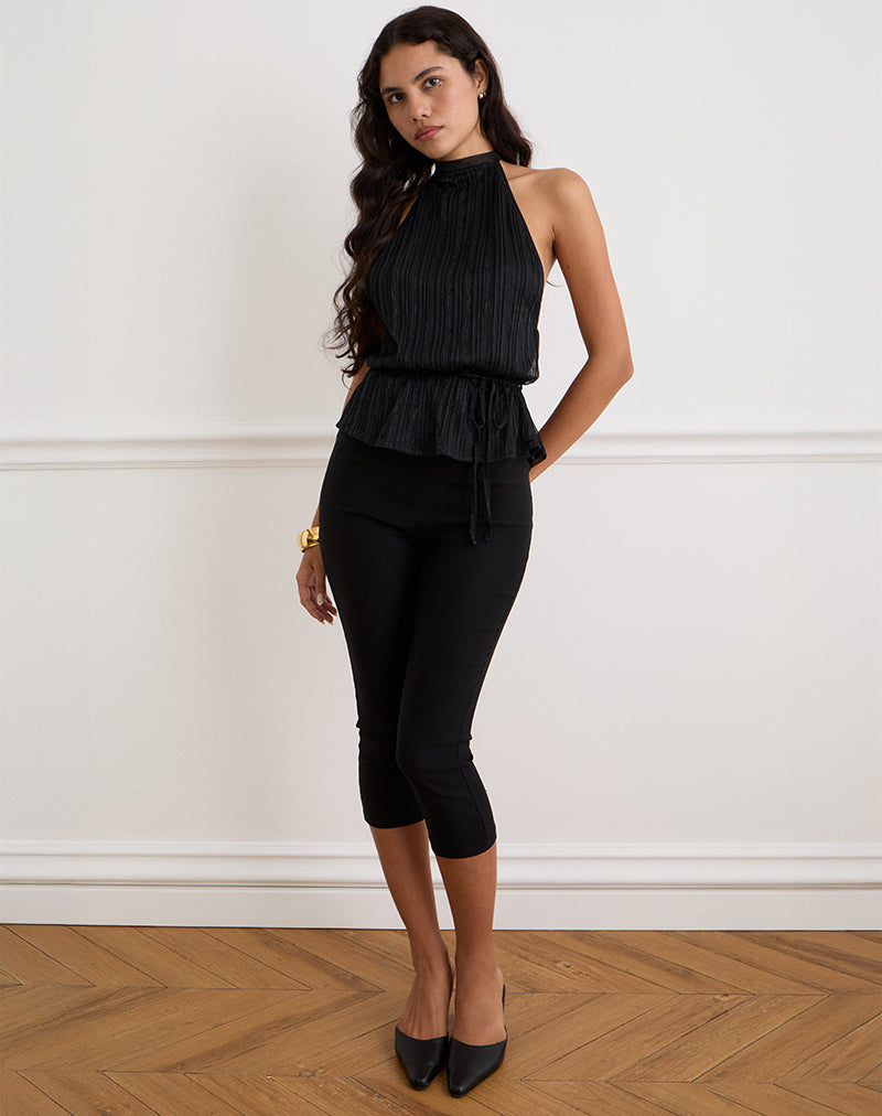 Image of Brienne Top aus Chiffon Plissee Schwarz mit Futter